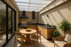 Como usar telha translúcida em varandas integradas com área gourmet.