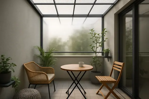 Iluminação natural em varandas pequenas: benefícios do policarbonato translúcido.
