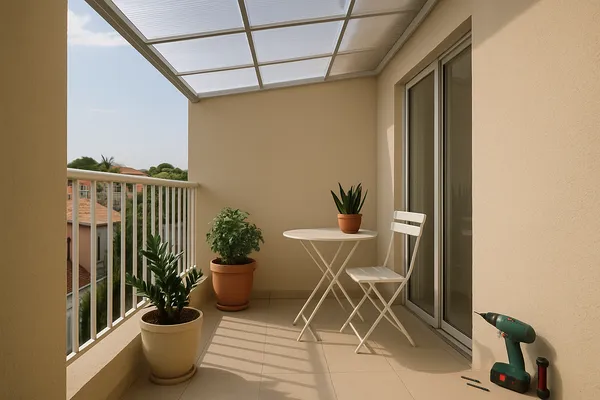 Instalação de telha translúcida em varanda pequena sem contratar pedreiro.