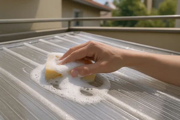 Telha translúcida de policarbonato como limpar sem riscar ou manchar.