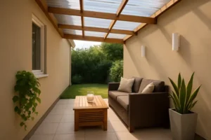 Telhas translúcidas em varandas pequenas custo-benefício para residências simples.