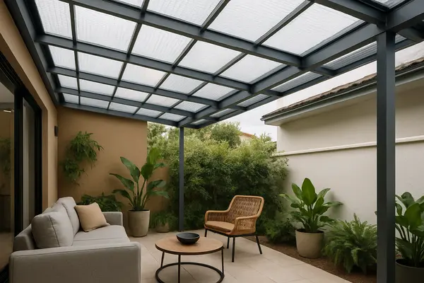 Vantagens e desvantagens da telha translúcida de policarbonato em comparação a outros materiais.